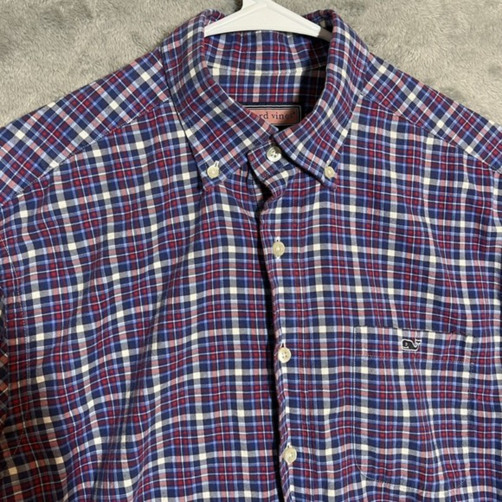 Vineyard Vines Shep & Ian Tucker Shirt Men's M Medium‎ Plaid Red Blue L/S